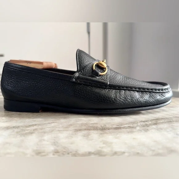 GUCCI 1953 Horsebit Leather Loafer Black 8/ 8.5 US $1000 Brixton Jordaan Pebbled